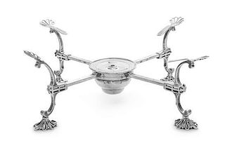 A George III Silver Dish Cross, Edward Aldridge, London, 1766, the dish supports and feet worked to show rocaille, with a cen