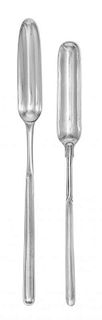 A George III Silver Marrow Scoop, Peter and Ann Bateman, London, 1791, together with an American silver example.