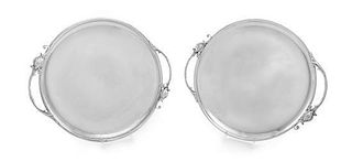 A Pair of American Silver Serving Dishes, Durham Silver Co., New York, NY, Mid-20th Century, each of circular form, the handl