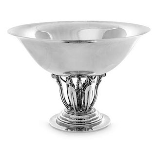 * A Danish Silver Center Bowl, Johan Rohde for Georg Jensen Silversmithy, Copenhagen, model 196, the circular bowl with a fla