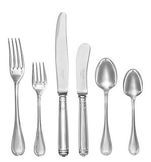 * A French Silver-Plate Flatware Service, Christofle, Paris, Malmaison pattern, comprising: 13 dinner knives 8 dessert knives
