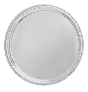 * A French Silver-Plate Round Tray, Christofle, Paris, Second Half 20th Century, Malmaison pattern.