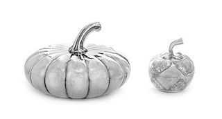 A Mexican Silver Table Casket, Tane Orfebres, Mexico City, Second Half 20th Century, in the form of a pumpkin, together with 