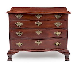 A Chippendale Mahogany Chest of Drawers Height 32 x width 41 x depth 21 inches.