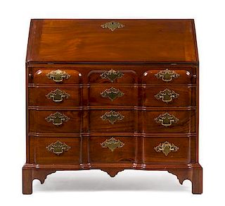 * A Chippendale Mahogany Slant-Front Desk Height 41 3/4 x width 41 3/4 x depth 21 inches.