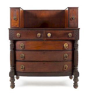 An American Classical Mahogany Chest of Drawers Height 56 x width 48 x depth 21 1/2 inches.
