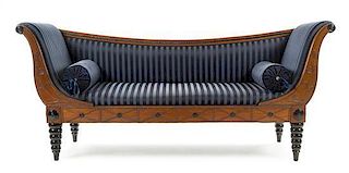 * An American Neoclassical Style Mahogany Sofa Height 37 x width 81 1/2 x depth 24 inches.