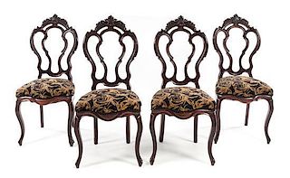A Set of Four Victorian Mahogany Side Chairs Height 40 inches.