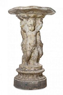 A Painted Composition Fountain or Jardiniere Height 58 x diameter 37 inches.