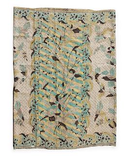 * A Javanese Silk Batik Kain Sarong 32 x 41 7/8 inches.