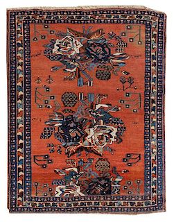 An Afghan Pictorial Wool Rug 5 feet 8 inches x 4 feet 10 7/8 inches.