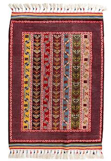 A Moroccan Wool Rug 4 feet 6 inches x 3 feet 1 1/2 inches.