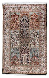 A Persian Silk and Cotton "Garden" Rug 6 feet x 4 feet 1 inch.
