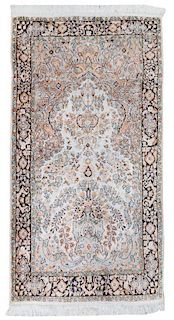 A Persian Silk and Cotton Prayer Rug 5 feet 2 inches x 3 feet 1 /4 inches.