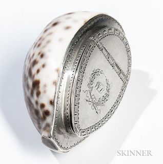 Silver-mounted Cowrie Shell Snuffbox