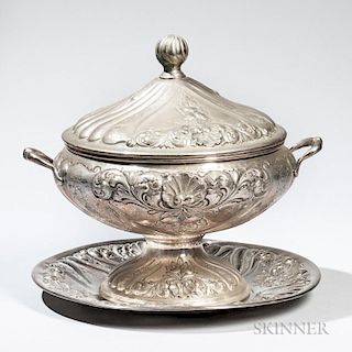 Italian .800 Silver Covered Tureen and Stand