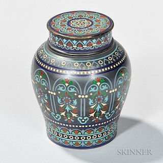 Russian .917 Silver and Champleve Enamel Tea Caddy