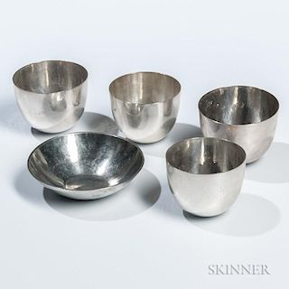 Four Gebelein Arts and Crafts Sterling Silver Tumblers