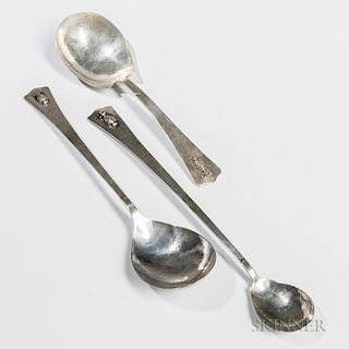 Three Franklin Porter Arts and Crafts Serving Spoons