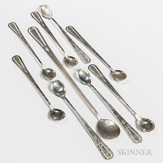 Nine Franklin Porter Arts and Crafts Sterling Silver Spoons