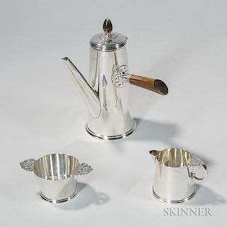Three-piece Tiffany & Co. Sterling Silver Chocolate Service