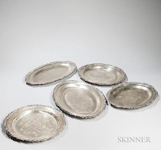 Five Peruvian Sterling Silver Trays