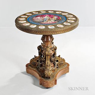 Sevres-style Gilt-bronze Table with Porcelain Plaques