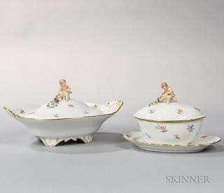 Two Meissen Porcelain Covered Dishes