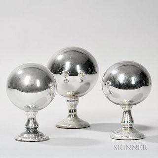 Three Mercury Glass Globes