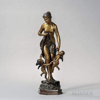 François Auguste Hippolyte Peyrol (French, 1856-1929)    Bronze Figure of a Woman with Putti