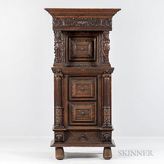 Continental Baroque-style Carved Walnut Cabinet