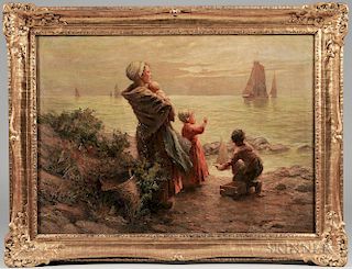 F.G. Grust (Dutch, b. 1889)      Seafarer's Family Waving Farewell