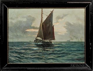Martin Franz Glüsing (Fräncis-Glüsing) (German, 1885-1956)      Fishing Ketch at Sea
