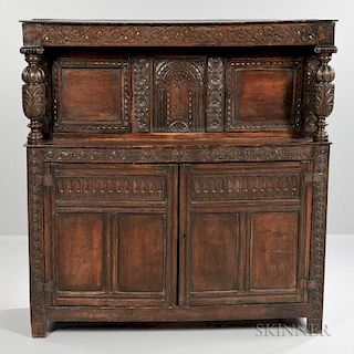 English Carved Oak Court Cupboard