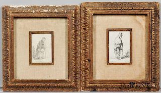 David Deuchar (Scottish, 1743-1808) and After Rembrandt van Rijn (Dutch, 1606-1669), Two Framed Late Impression Etchings: Beg