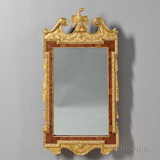 Georgian-style Gilded and Veneered Mahogany Mirror