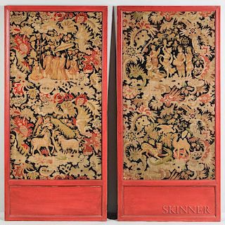 Pair of Framed Chinoiserie-style Tapestry Panels