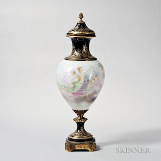 Sevres-style Porcelain Covered Vase