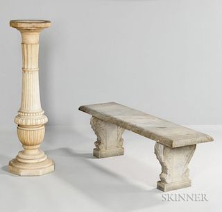 Neoclassical-style Alabaster Bench and Plinth