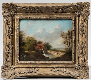 German School, 19th Century      Landscape View with Mill on the Banks of a Stream