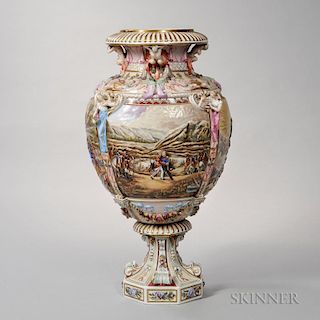 Large Capo di Monte Porcelain Floor Vase