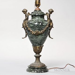 Neoclassical-style Gilt-bronze and Marble Lamp