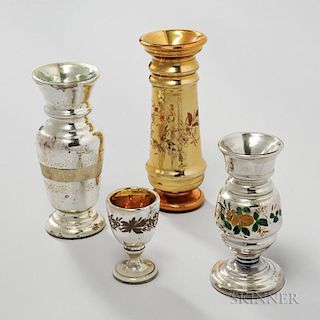 Seven Pieces of Decorated Mercury Glass