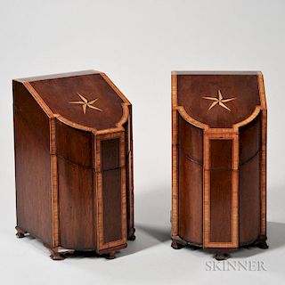 Two Georgian-style Inlaid Knife Boxes