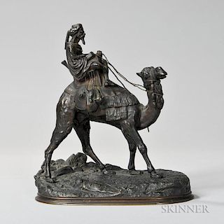 Agathon Leonard (act. France, 1841-1923)    Bronze Figure of a Mounted Camel