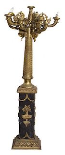 A Louis XVI Style Gilt Bronze and Faux Marble Ten-Light Torchere Height 72 inches.
