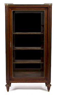 A Louis XVI Style Mahogany and Brass Mounted Bibliotheque Height 53 1/2 x width 29 x depth 13 inches.