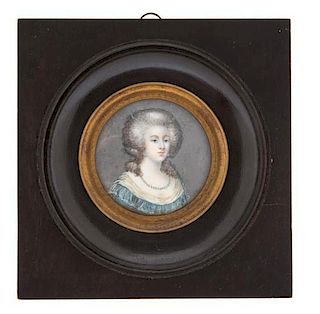 A French Painted Portrait Miniature Height 2 x width 2 inches.