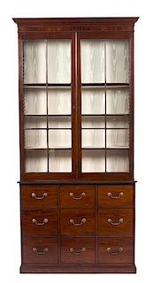 A Pair of George II Mahogany Book Cases Height 97 3/4 x width 47 1/2 x depth 17 1/2 inches.