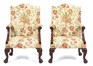 A Pair of George II Style Mahogany Library Chairs